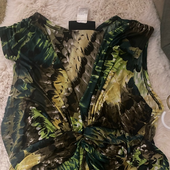 The Pyramid Collection Dresses & Skirts - GreenBrown Matt Jersey flowing wrap waist be neck dress. fashion piece new